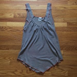 Pink & Black Stripped Jet V-Neck Long Tank